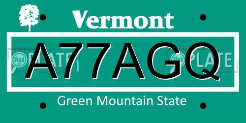 A77AGQ Vermont License Plate
