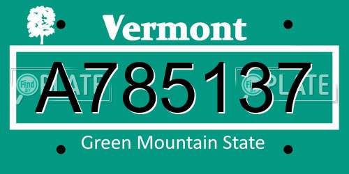 A785137 Vermont License Plate