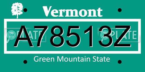 A78513Z Vermont License Plate