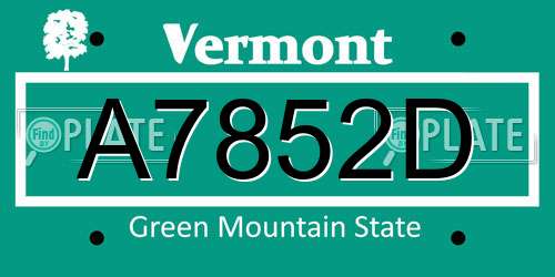 A7852D Vermont License Plate