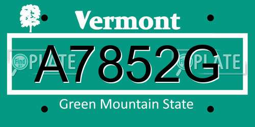 A7852G Vermont License Plate