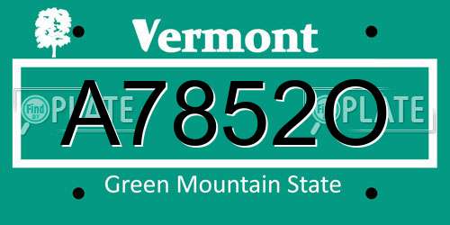 A7852O Vermont License Plate