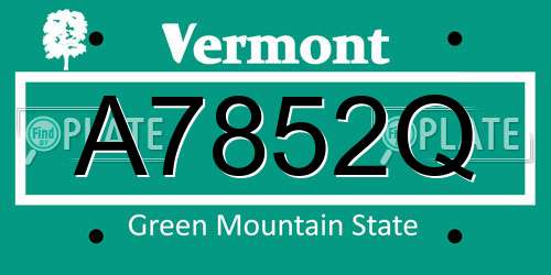 A7852Q Vermont License Plate