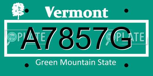 A7857G Vermont License Plate
