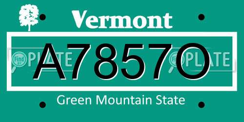 A7857O Vermont License Plate