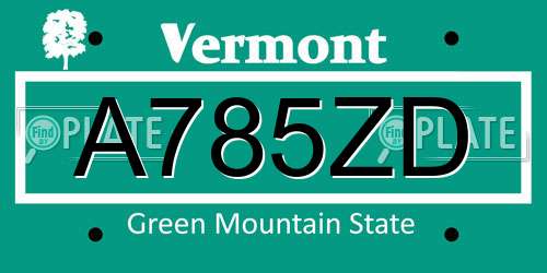 A785ZD Vermont License Plate