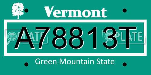 A78813T Vermont License Plate