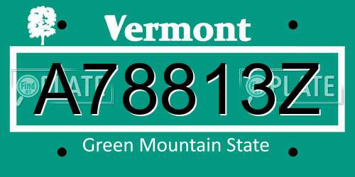A78813Z Vermont License Plate
