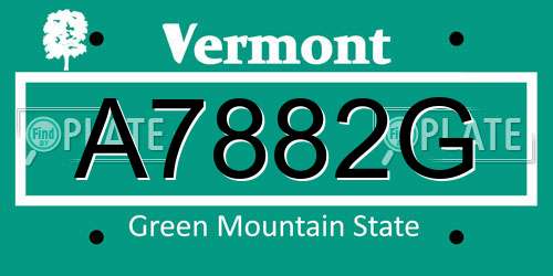 A7882G Vermont License Plate