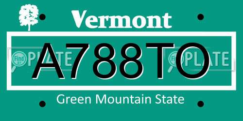 A788TO Vermont License Plate