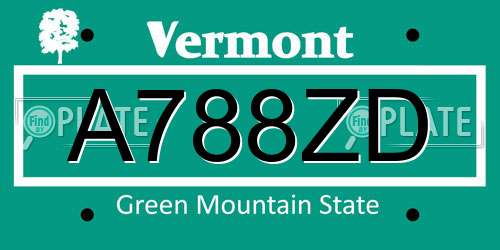 A788ZD Vermont License Plate