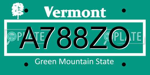 A788ZO Vermont License Plate