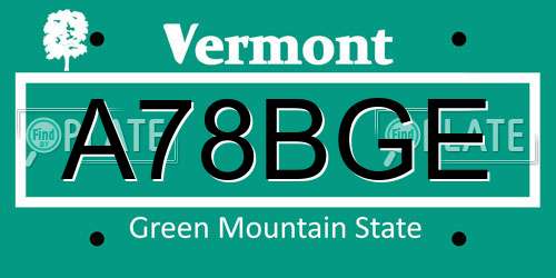 A78BGE Vermont License Plate