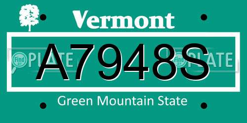 A7948S Vermont License Plate