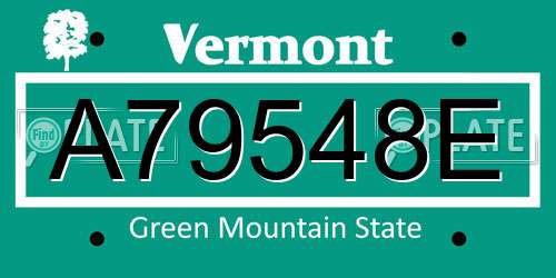 A79548E Vermont License Plate