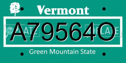 A79564O Vermont License Plate