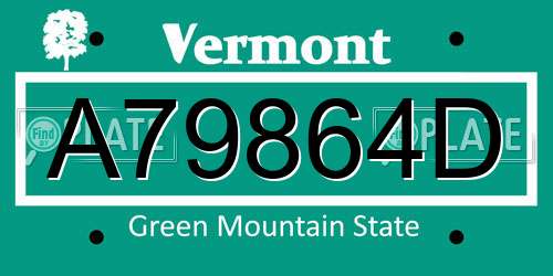 A79864D Vermont License Plate