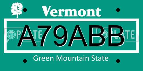 A79ABB Vermont License Plate