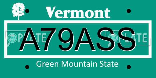 A79ASS Vermont License Plate