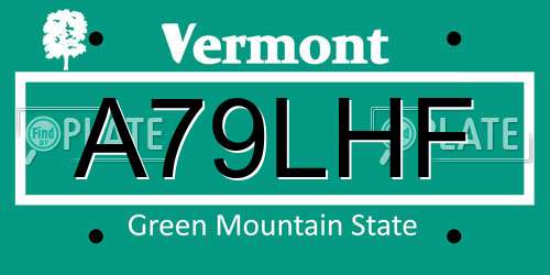 A79LHF Vermont License Plate