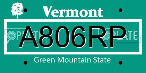 A806RP Vermont License Plate