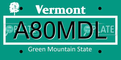 A80MDL Vermont License Plate