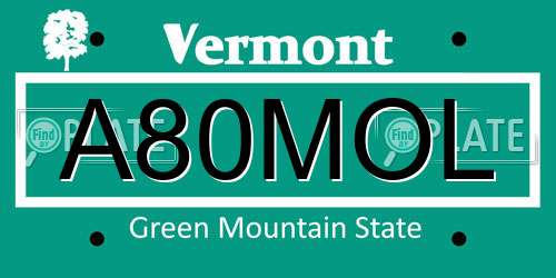A80MOL Vermont License Plate