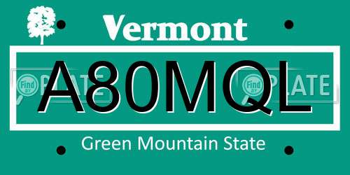 A80MQL Vermont License Plate