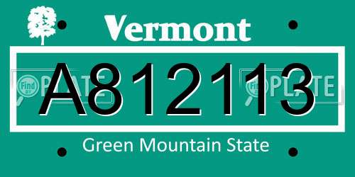 A812113 Vermont License Plate