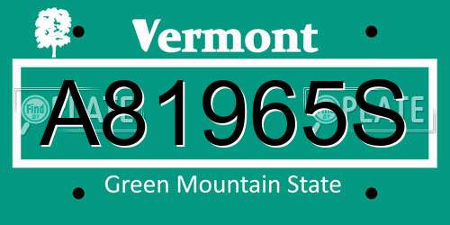 A81965S Vermont License Plate