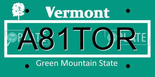 A81TOR Vermont License Plate