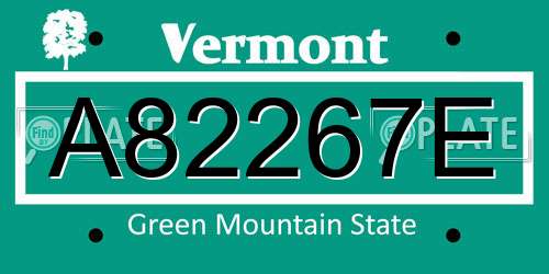 A82267E Vermont License Plate