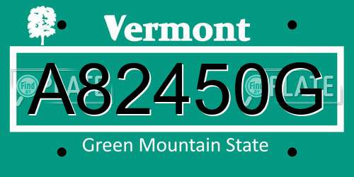 A82450G Vermont License Plate