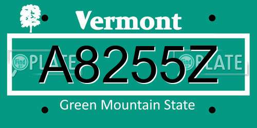 A8255Z Vermont License Plate