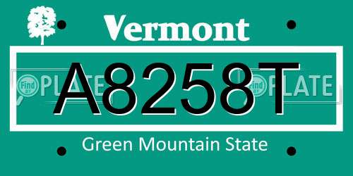 A8258T Vermont License Plate