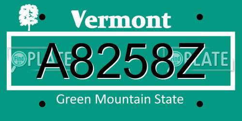 A8258Z Vermont License Plate