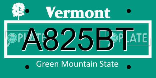 A825BT Vermont License Plate