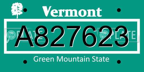 A827623 Vermont License Plate