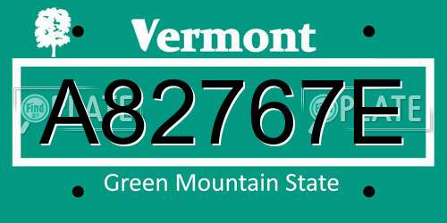A82767E Vermont License Plate