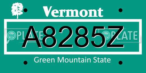 A8285Z Vermont License Plate