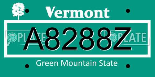 A8288Z Vermont License Plate