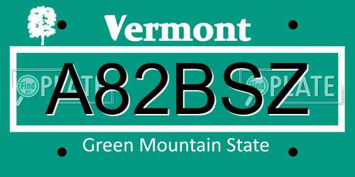 A82BSZ Vermont License Plate