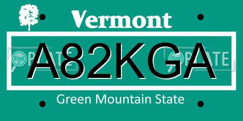 A82KGA Vermont License Plate