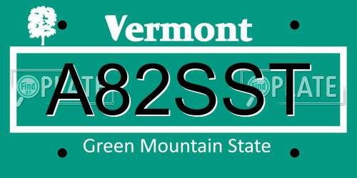 A82SST Vermont License Plate