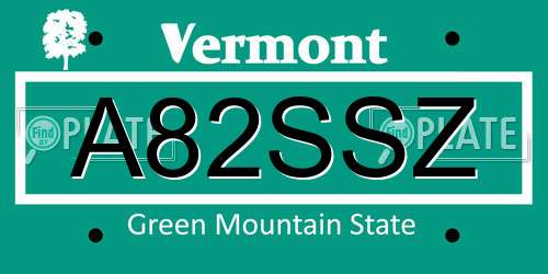A82SSZ Vermont License Plate