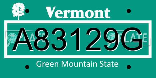 A83129G Vermont License Plate