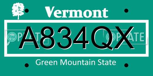 A834QX Vermont License Plate