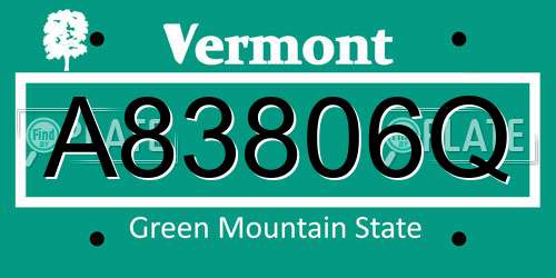 A83806Q Vermont License Plate