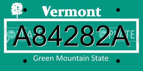A84282A Vermont License Plate