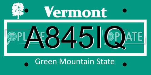 A845IQ Vermont License Plate